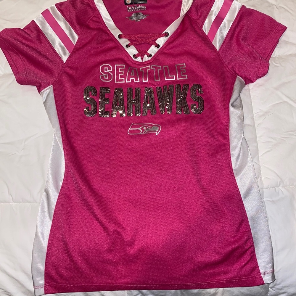 Glittery Pink Seahawks Jersey